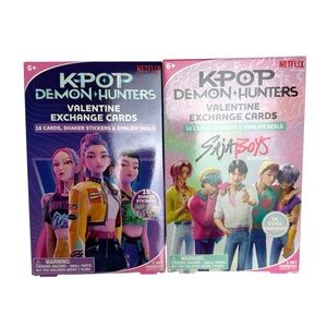 (2) KPop Demon Hunters Valentine's Classroom Exchange Cards 32ct Sticker Erasers